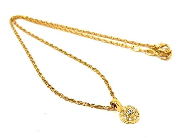■美品■ NINA RICCI ニナリッチ ラインストーン ネックレス ペンダント アクセサリー レディース ゴールド系 DE3363拍卖