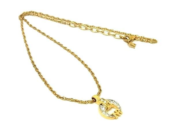 ■美品■ NINA RICCI ニナリッチ ラインストーン ネックレス アクセサリー レディース ゴールド系 DE8409拍卖