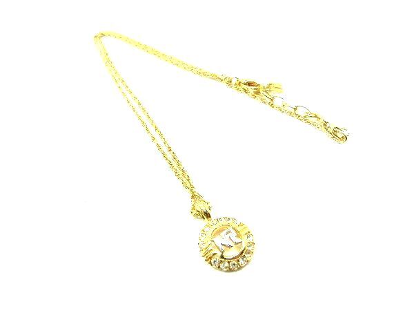 NINA RICCI ニナリッチ ラインストーン ロゴモチーフ ネックレス ペンダント アクセサリー レディース ゴールド系 DG7324拍卖