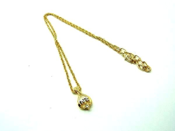 ■美品■ NINA RICCI ニナリッチ ラインストーン ネックレス ペンダント アクセサリー レディース ゴールド系 DG7408拍卖
