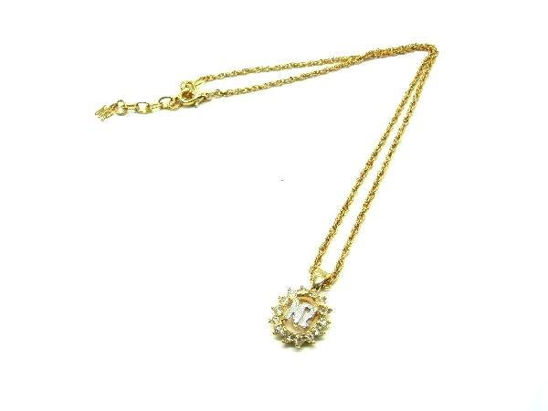 NINA RICCI ニナリッチ ラインストーン ロゴモチーフ ネックレス ペンダント アクセサリー レディース ゴールド系 DG7642拍卖