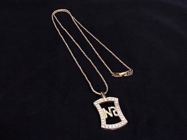 NINA RICCI ニナリッチ ラインストーン ネックレス ペンダント アクセサリー ゴールド系×シルバー系 DG4270拍卖