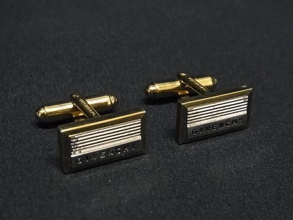 ■美品■ GIVENCHY ジバンシィ カフスボタン カフリンクス アクセサリー ビジネス 紳士 メンズ シルバー系×ゴールド系 DE5229拍卖