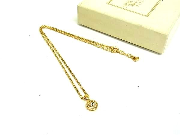■極美品■ NINA RICCI ニナリッチ ラインストーン ネックレス アクセサリー レディース ゴールド系 DG6391拍卖
