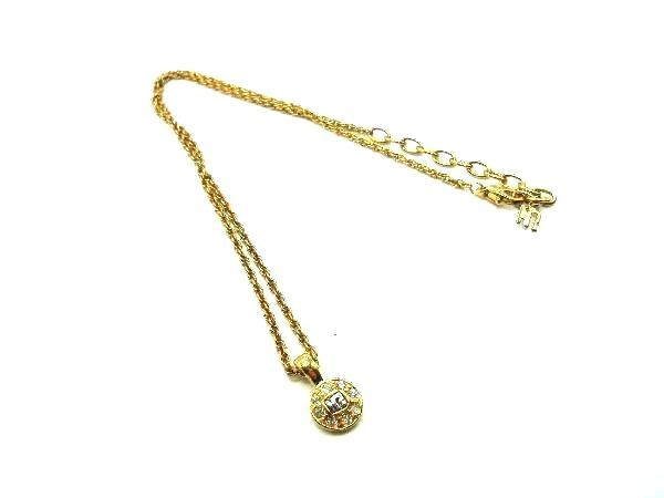 ■美品■ NINA RICCI ニナリッチ ラインストーン ネックレス ペンダント アクセサリー レディース ゴールド系×クリア DH1800拍卖