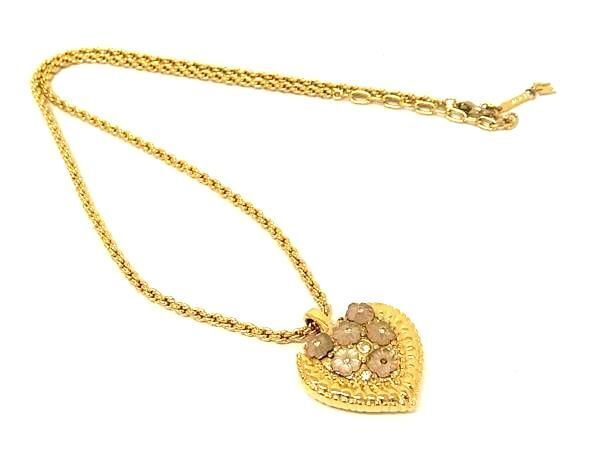 NINA RICCI ニナリッチ ハート フラワー ラインストーン ネックレス ペンダント アクセサリー レディース ゴールド系 DG2690拍卖