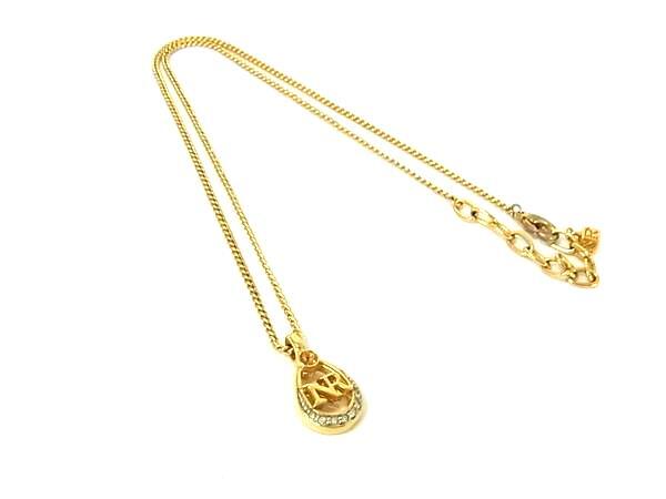 ■美品■ NINA RICCI ニナリッチ ロゴモチーフ ラインストーン ネックレス ペンダント アクセサリー レディース ゴールド系 DH6882拍卖