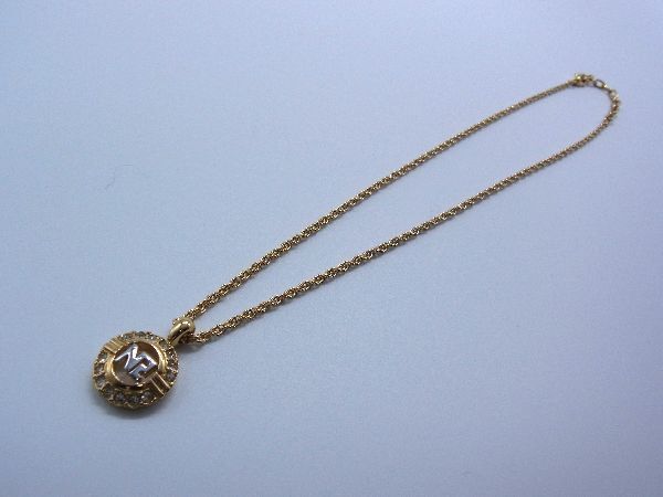 ■美品■ NINA RICCI ニナリッチ ラインストーン ネックレス ペンダント アクセサリー レディース ゴールド系 DD8045拍卖