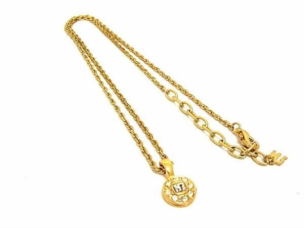 ■美品■ NINA RICCI ニナリッチ ラインストーン ネックレス ペンダント アクセサリー レディース ゴールド系 DE5972拍卖
