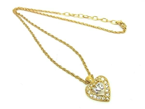 ■美品■ NINA RICCI ニナリッチ ラインストーン ハート ネックレス ペンダント アクセサリー レディース ゴールド系 DD7809拍卖