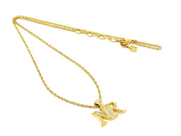 ■美品■ NINA RICCI ニナリッチ ラインストーン ネックレス ペンダント アクセサリー レディース ゴールド系×シルバー系 DG5712拍卖