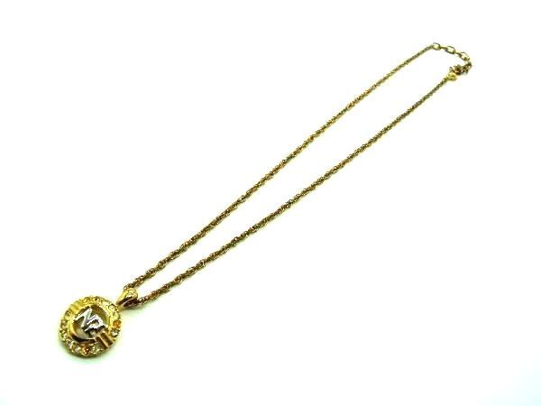 NINA RICCI ニナリッチ ラインストーン ロゴモチーフ ネックレス ペンダント アクセサリー ゴールド系 DD8931拍卖