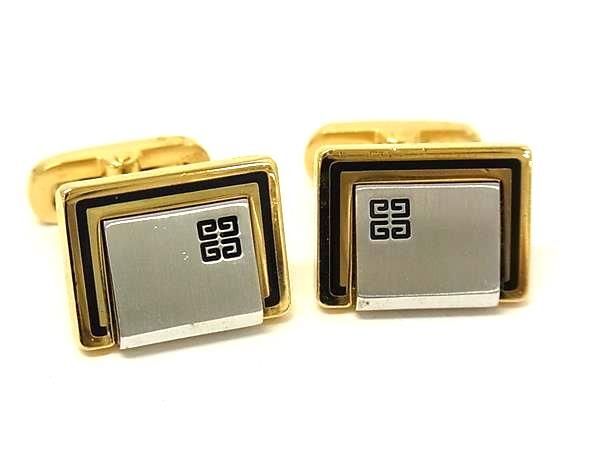 ■美品■ GIVENCHY ジバンシィ カフリンクス カフスボタン アクセサリー 紳士 メンズ シルバー系×ゴールド系 DG1768拍卖