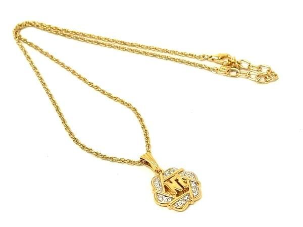 ■美品■ NINA RICCI ニナリッチ ラインストーン ネックレス ペンダント アクセサリー レディース ゴールド系 DG1843拍卖