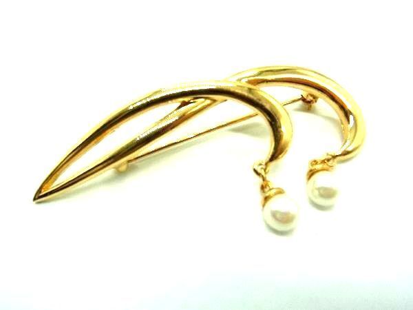 ■美品■ NINA RICCI ニナリッチ パール ピンブローチ ピンバッジ アクセサリー レディース ゴールド系 DE0322拍卖