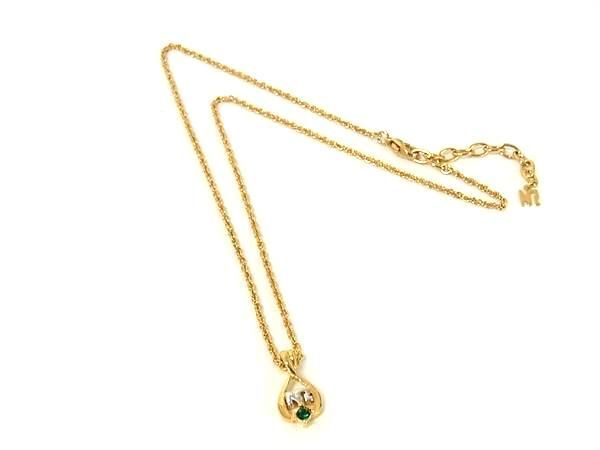 ■新品同様■ NINA RICCI ニナリッチ ネックレス ペンダント アクセサリー レディース ゴールド系×シルバー系×グリーン系 DK1488拍卖