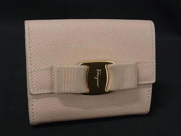 Salvatore Ferragamo フェラガモ ヴァラリボン レザー 二つ折り 財布 ウォレット 札入れ 小銭入れ カード入れ レディース ピンク系 DK5828拍卖