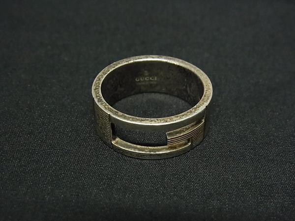 1円 ■美品■ GUCCI グッチ ブランデッドG SV925 リング 指輪 アクセサリー 表記サイズ17 (約16号) メンズ シルバー系 FU3862拍卖