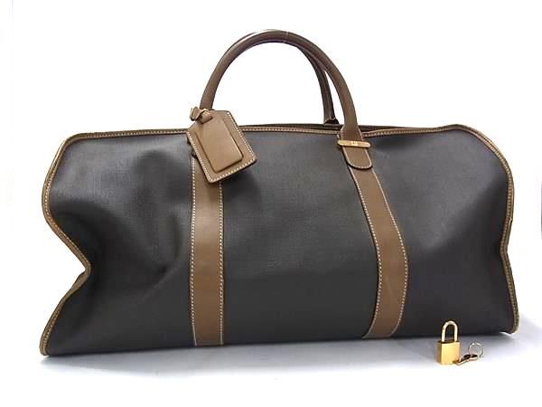 1円 dunhill ダンヒル PVC×レザー ボストンバッグ ハンドバッグ トラベルバッグ 旅行かばん メンズ ブラウン系 BQ2233拍卖