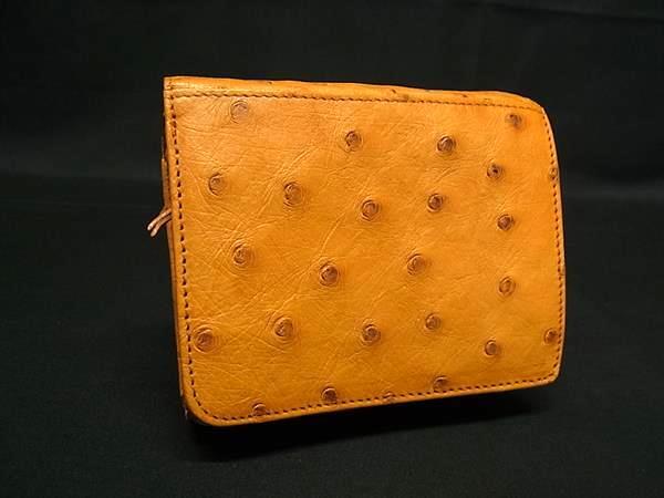 ■極上■本物■美品■ オーストリッチ 二つ折り 財布 ウォレット 札入れ 小銭入れ カード入れ メンズ レディース ブラウン系 DG8375拍卖
