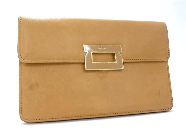 Salvatore Ferragamo フェラガモ レザー 二つ折り長財布 ウォレット札入れ 小銭入れ カード入れ レディース マスタード系 DK2818拍卖