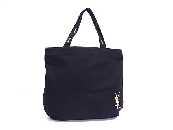 1円 ■美品■ YVESSAINTLAURENT イヴサンローラン キャンバス ハンドバッグ トートバッグ レディース ブラック系 GB2160拍卖