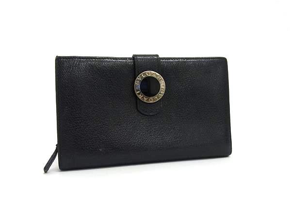 1円 BVLGARI ブルガリブルガリ レザー 二つ折り 財布 ウォレット 小銭入れ 札入れ レディース メンズ ブラック系 FV3525拍卖