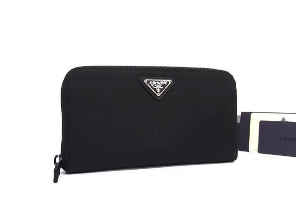 1円 ■極美品■ PRADA プラダ M506 テスートナイロン ラウンドファスナー 長財布 ウォレット 小銭入れ 札入れ ブラック系 FR6547拍卖