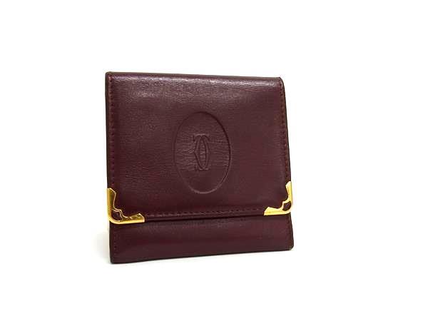 1円 ■美品■ Cartier カルティエ マストライン レザー コインケース コインパース 小銭入れ レディース ボルドー系 BR0818拍卖
