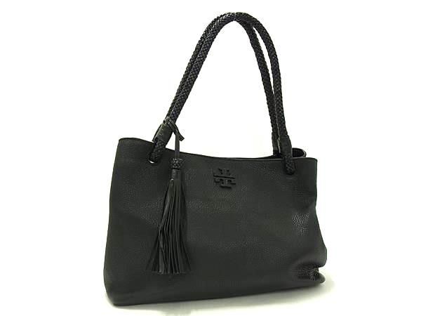 1円 ■極美品■ TORY BURCH トリーバーチ テイラー レザー ハンドバッグ トート ショルダーバッグ 肩掛け レディース ブラック系 FV3326拍卖