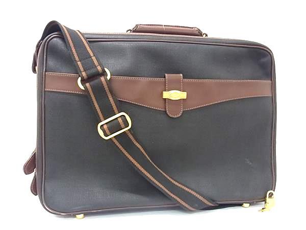 1円 dunhill ダンヒル PVC×レザー 2WAY クロスボディ ハンドバッグ ショルダー ビジネスバッグ ブリーフケース ダークグレー系 FV3345拍卖