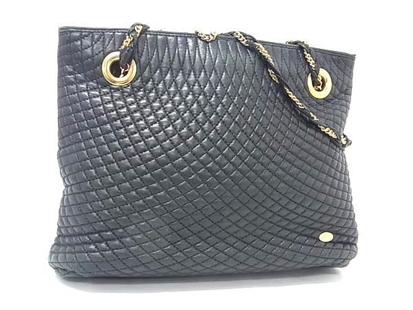 1円 BALLY バリー レザー チェーン キルティング タッセル トートバッグ ショルダー 肩掛け レディース ブラック系 BQ2240拍卖