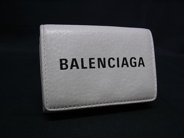1円 BALENCIAGA バレンシアガ 516402 エブリデイ ミニ ウォレット レザー 三つ折り 財布 ウォレット 札入れ 小銭入れ アイボリー系 FV3423拍卖