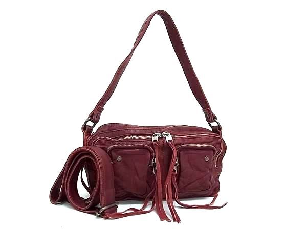 1円 ■美品■ ZADIG&VOLYAIRE ザディグエヴォルテール レザー 2WAY クロスボディ ショルダー ハンドバッグ 斜め掛け ボルドー系 FV3312拍卖