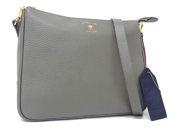 1円 ■新品同様■ ADMJ エーディーエムジェイ レザー ショルダーバッグ クロスボディ 斜め掛け レディース グレー系×ピンク系 BQ1789拍卖