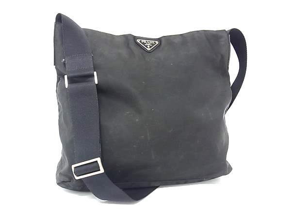 1円 PRADA プラダ テスートナイロン クロスボディ ショルダーバッグ 肩掛け メンズ レディース ブラック系 BM9768拍卖