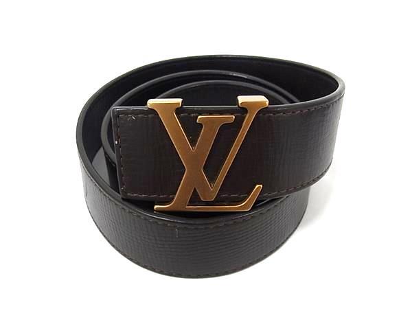 1円 LOUIS VUITTON ルイヴィトン M6902 ユタ サンチュール LVイニシアル ゴールド金具 ベルト 表記サイズ 90/36 ブラウン系 BM9831拍卖