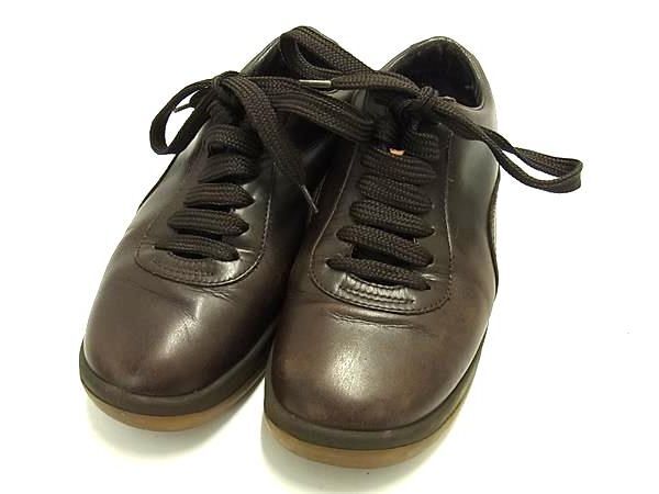 1円 ■美品■ LOUIS VUITTON ルイヴィトン レザー スニーカー 表記サイズ 35 (約22.5cm) 靴 シューズ ブラウン系 FR6431拍卖