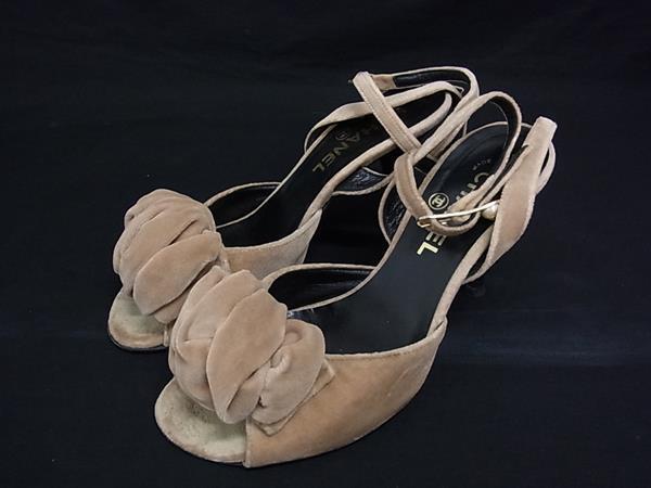 1円 CHANEL シャネル ココマーク ベロア ヒール パンプス 表記サイズ 37 (約24.0cm) 靴 シューズ レディース ブラウン系 FN7584拍卖