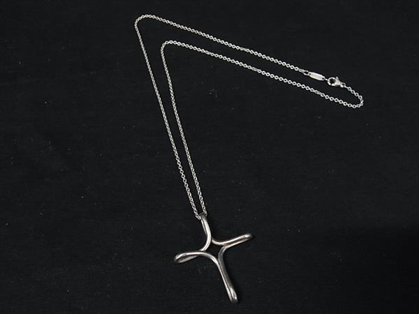 1円 TIFFANY&Co ティファニー エルサペレッティ オープンクロス ビッグ SV925 ネックレス ペンダント アクセサリー シルバー系 FL9798拍卖