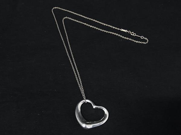 1円 ■美品■ TIFFANY&Co ティファニー エルサペレッティ オープンハート SV925 ビッグ ネックレス ペンダント シルバー系 FP4396拍卖