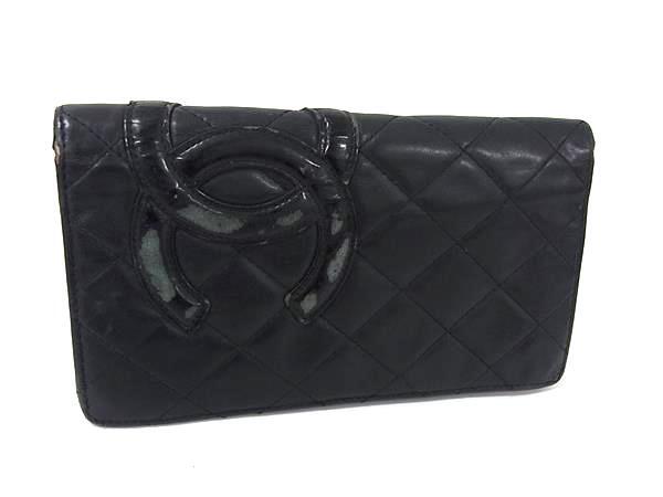 1円 CHANEL シャネル ココマーク カンボンライン マトラッセ レザー 二つ折り 長財布 ウォレット 札入れ 小銭入れ ブラック系 FT2062拍卖