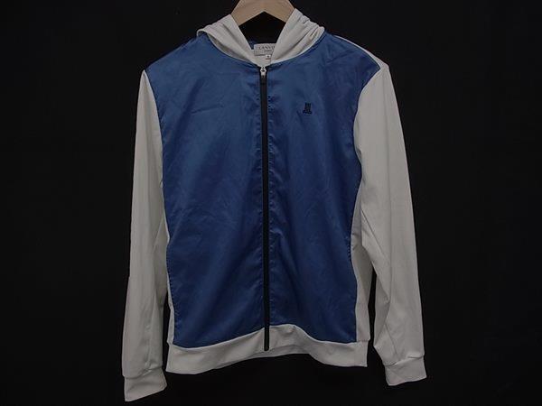 LANVIN SPORT ランバンスポール ポリエステル フーディー パーカー 長袖 トップス サイズ 40 洋服 ホワイト系×ブルー系 DH9752拍卖