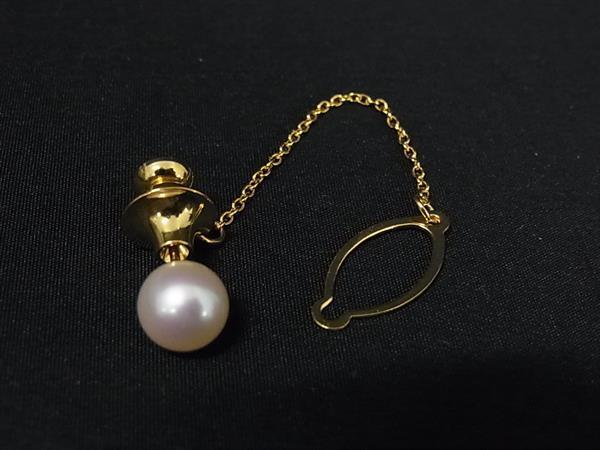 ■美品■ MIKIMOTO ミキモト 本真珠 アコヤ真珠 パール 約7mm ネクタイピン タイタック アクセサリー メンズ ゴールド系 DK8758拍卖
