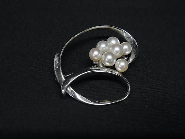 1円 ■美品■ MIKIMOTO ミキモト 本真珠 アコヤ真珠 SV925 パール 約4mm〜約5mm ピンブローチ ピンバッジ アクセサリー シルバー系 FV3547拍卖