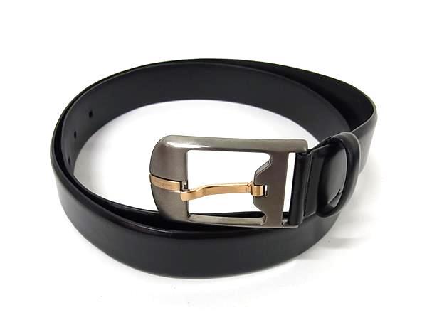 1円 ■美品■ Salvatore Ferragamo フェラガモ レザー シルバー金具 ベルト 表記サイズ 95 メンズ ブラック系 BR0922拍卖