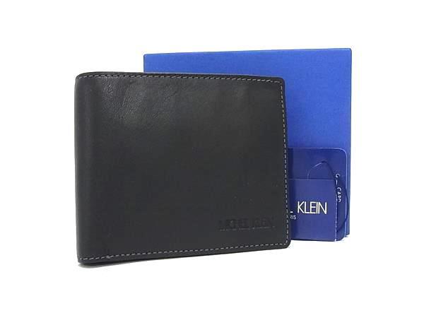 ■美品■ MICHEL KLEIN ミッシェルクラン レザー 二つ折り 財布 ウォレット 札入れ 小銭入れ レディース ブラック系 DK2169拍卖