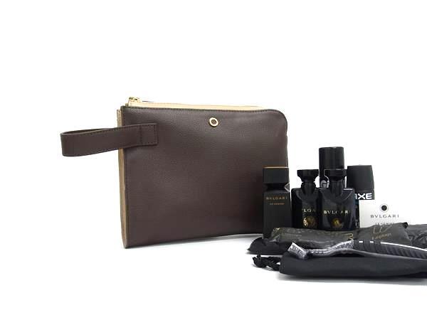 ■新品同様■ BVLGARI ブルガリ エミレーツ航空 ファーストクラス ビジネスクラス レザー ポーチ マルチケース ブラウン系 DK7641拍卖