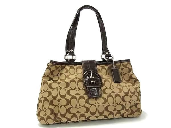 1円 ■美品■ COACH コーチ F18750 シグネチャー キャンバス×レザー ハンドバッグ トートバッグ 肩掛け レディース ベージュ系 BQ2030拍卖