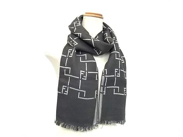 1円 ■美品■ FENDI フェンディ レーヨン×アセテート×ウール×アンゴラ マフラー ストール ショール 防寒具 メンズ グレー系 FQ1741拍卖